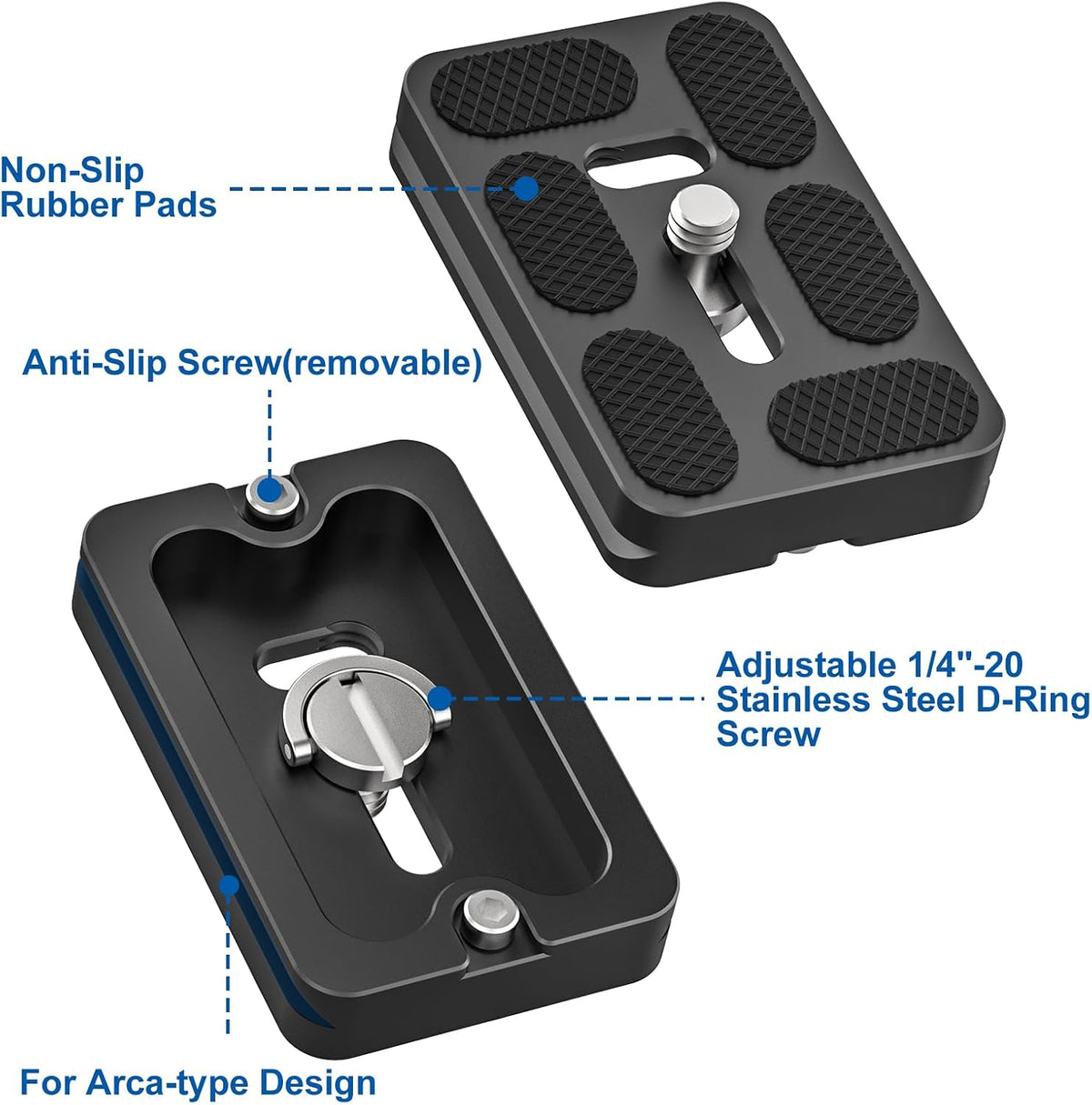 CAVIX 60mm (37g) 1/4Screw (PU-60) Aluminum Alloy Universal Arca-Swiss Quick Release Plate, Compact & Lightweight