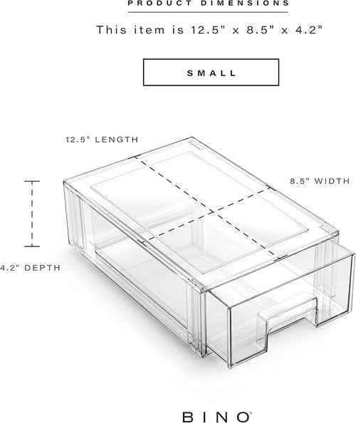 BINO Stackable Storage Drawers - Clear Small Bins for Bathroom & Vanity Organization