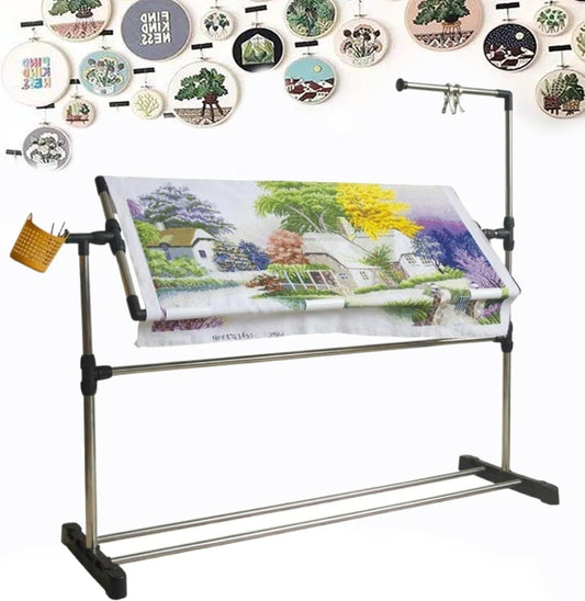SDVantage Adjustable 360° Floor E - Embroidery Stand with Pulley for Cross Stitch Craft | Height Adjustable Sewing Lap Table,Color100Cm