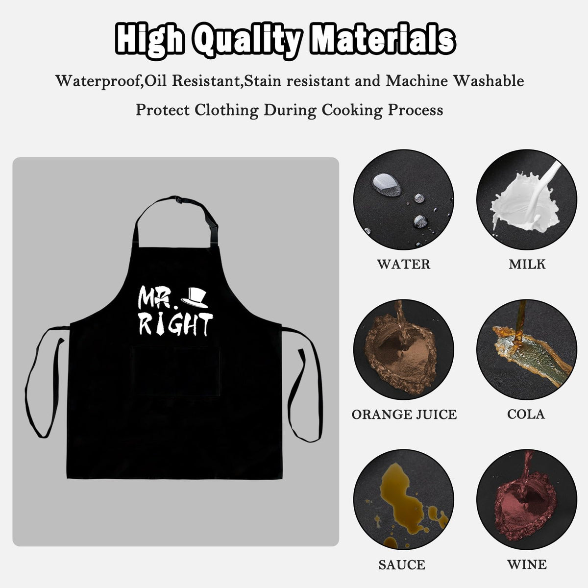 zukmvuh Couple Apron Gifts, Funny Aprons for Couple Set, Wedding Gifts Bride Engagement Gifts Cooking Aprons Adjustable for Women Men Valentine’s Day