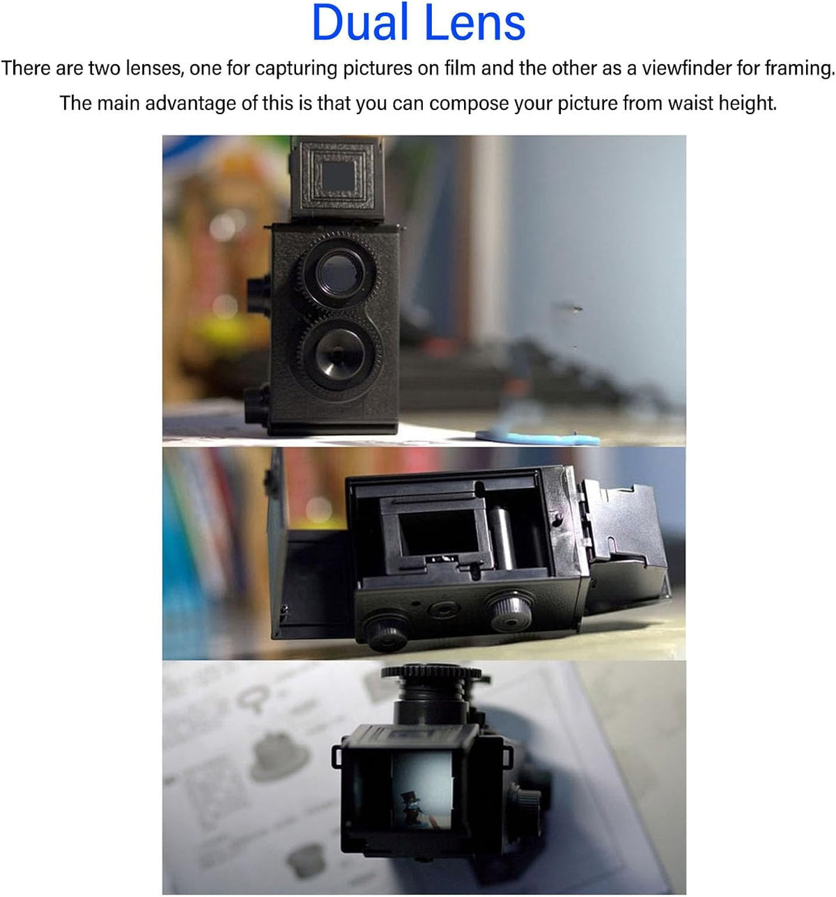 Tangxi 35MM 35MM 135 Dual Lens Film Camera, Vintage Retro TLR, DIY Assembly, Waist Level Viewfinder, Compatible