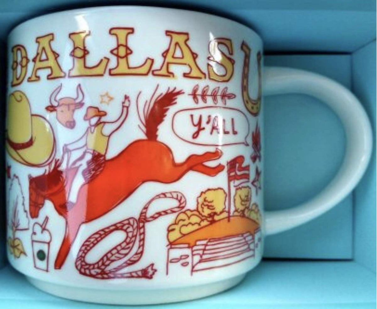 Starbucks Dallas Been There Series Across The Globe Ceramic Coffee Mug 14 oz