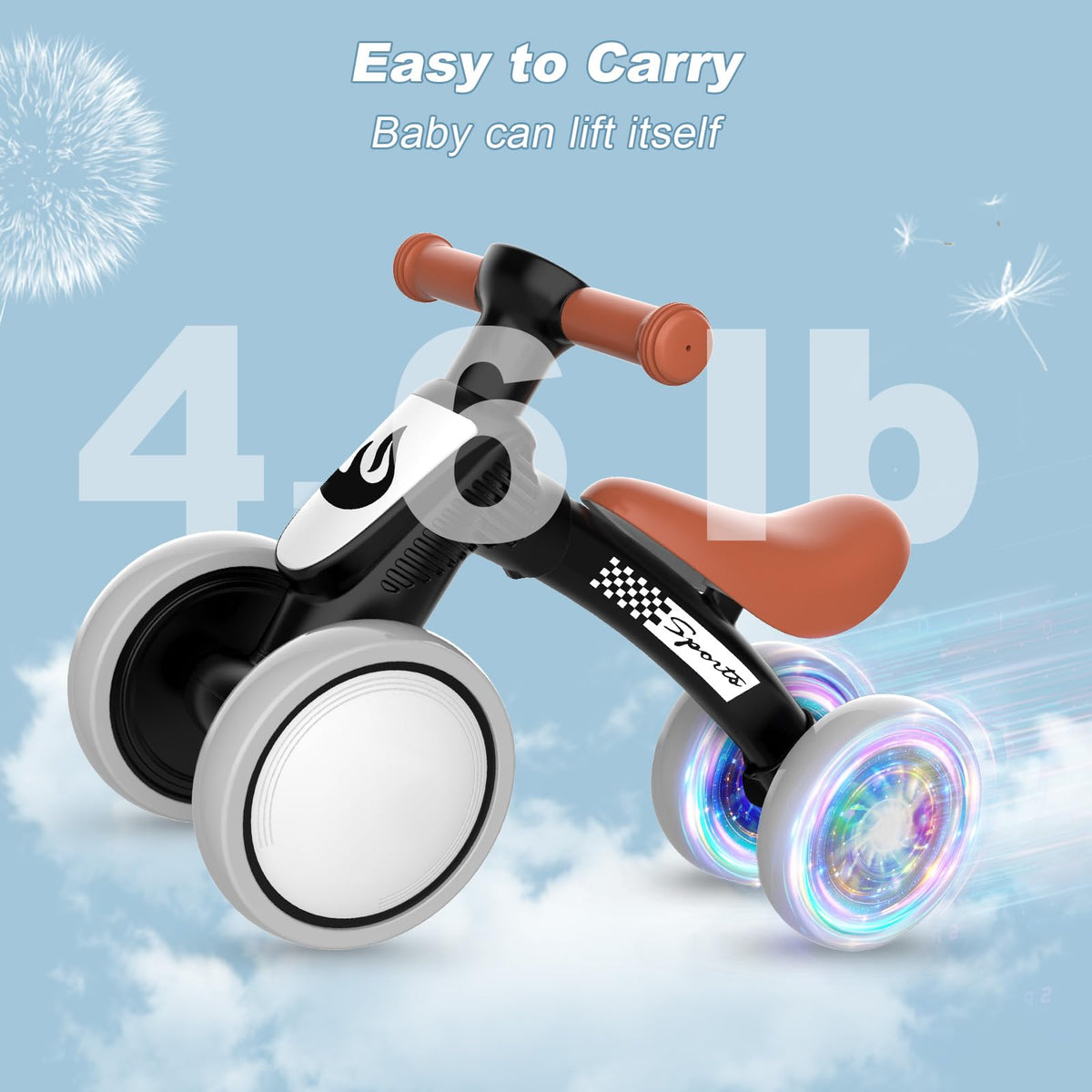 Colorful Lighting Baby Balance Bike Toys for 1 Year Old Boy Gifts, 10-36 Month Toddler Balance Bike, No Pedal 4 Silence Wheels & Soft Seat First Bike, One Year Old Boy Birthday Gift.