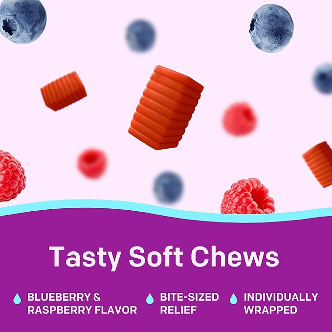 MiraFAST Soft Chews, from The Makers of MiraLAX, Gentle Constipation Relief, Fast Acting Laxative, Stimulant Free Saline Laxative, Magnesium Hydroxide, Blueberry & Raspberry Flavor, 60ct
