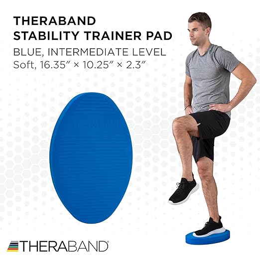 THERABAND Stability Trainer Pad, Intermediate Level, Soft, Blue Foam Balance Pad for Physical Therapy, Exercise Pad for Core Strength, Lightweight Non-Slip Balance Trainer, Portable Foam Pad for Home or Clinic Use