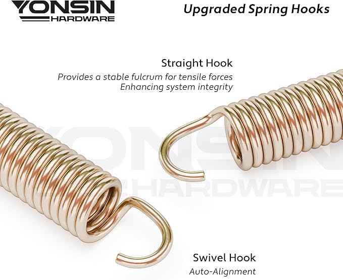 Trampoline Springs Heavy Duty with Swivel & Straight Hooks, Stainless Steel Trampoline Accessories Ideal Spring Replacement, Includes T-Hook Tool
