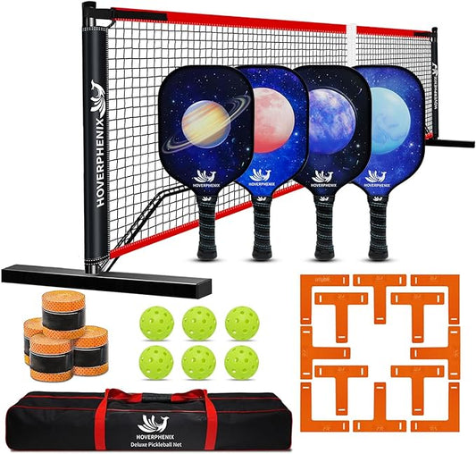 Pickleball Net for Driveway, Portable Pickleball Net System with Regualtion Size 22FT Pickle Ball Net, Outdoor Pickleballs, Carry Bag, Weather Resistant Metal Frame