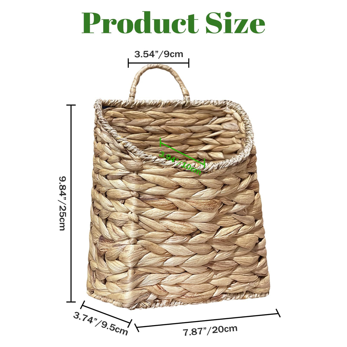 Woven Wall Hanging Basket - Handmade Water Hyacinth Flat Back Basket for Entryway Organizer, Rustic Farmhouse Wall Decor, Gift for Housewarming,Home Storage