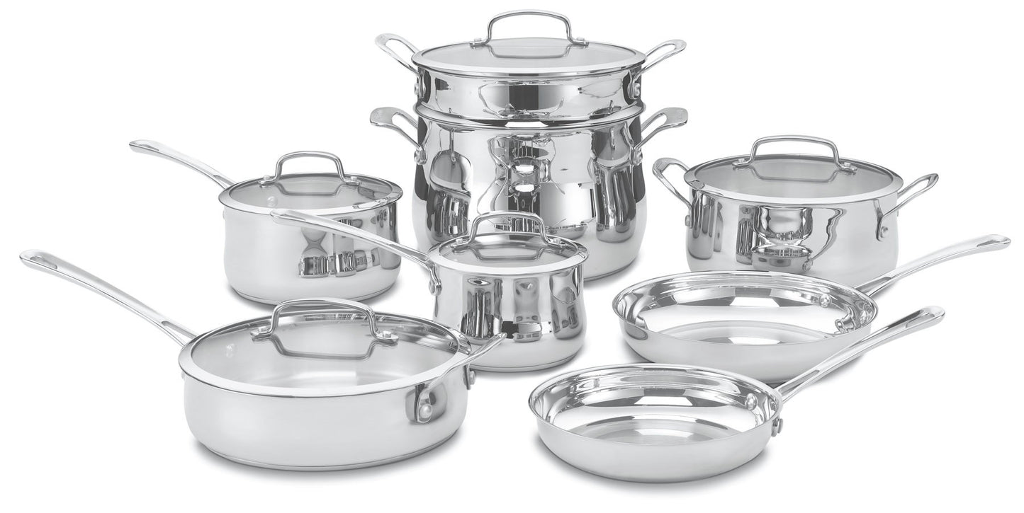 Cuisinart Contour Stainless 13-Piece Cookware Set with 12-Quart Stockpot Bundle