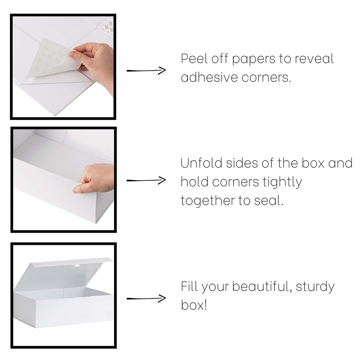 Purple Q Crafts White Hard Gift Box With Magnetic Closure Lid 14" x 9" x 4" Rectangle Favor Boxes With White Glossy Finish (5 Boxes)