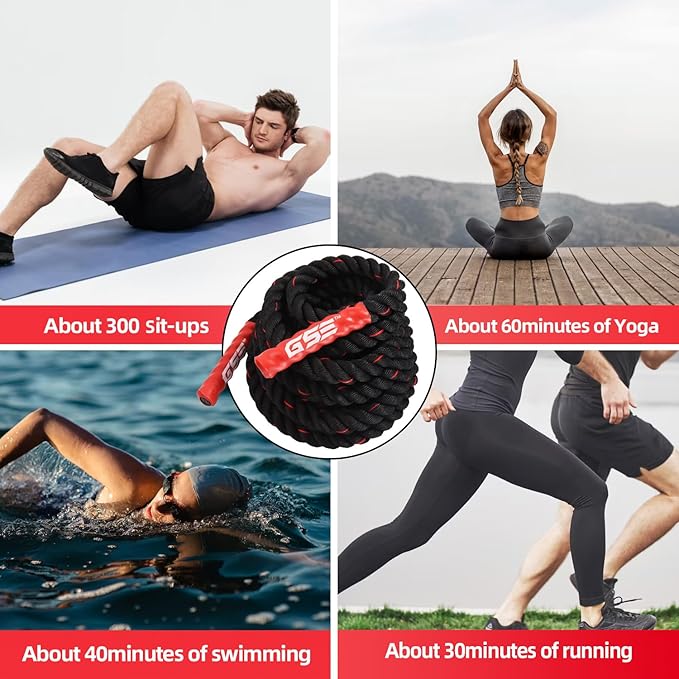 GSE Games & Sports Expert Gym Battle Rope, Heavy-Duty Workout Ropes for Indoor & Outdoor Workout, Exercise Rope for Strength Training - 30,40,50 Feet Lengths Available