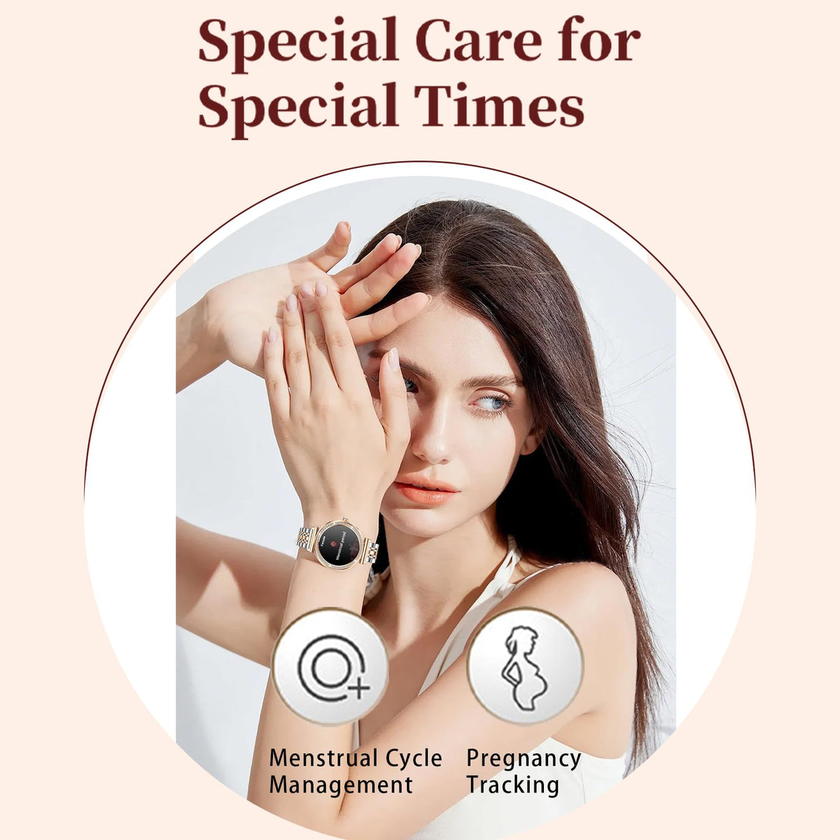 Smart Watches for Women Fitness Tracker with Diamonds Multi-Sport Modes Heart Rate Monitor Sleep Monitoring Bluetooth Calls Female Helath 1.27" Dainty Smartwatch for Android iOS Rosegold Mix