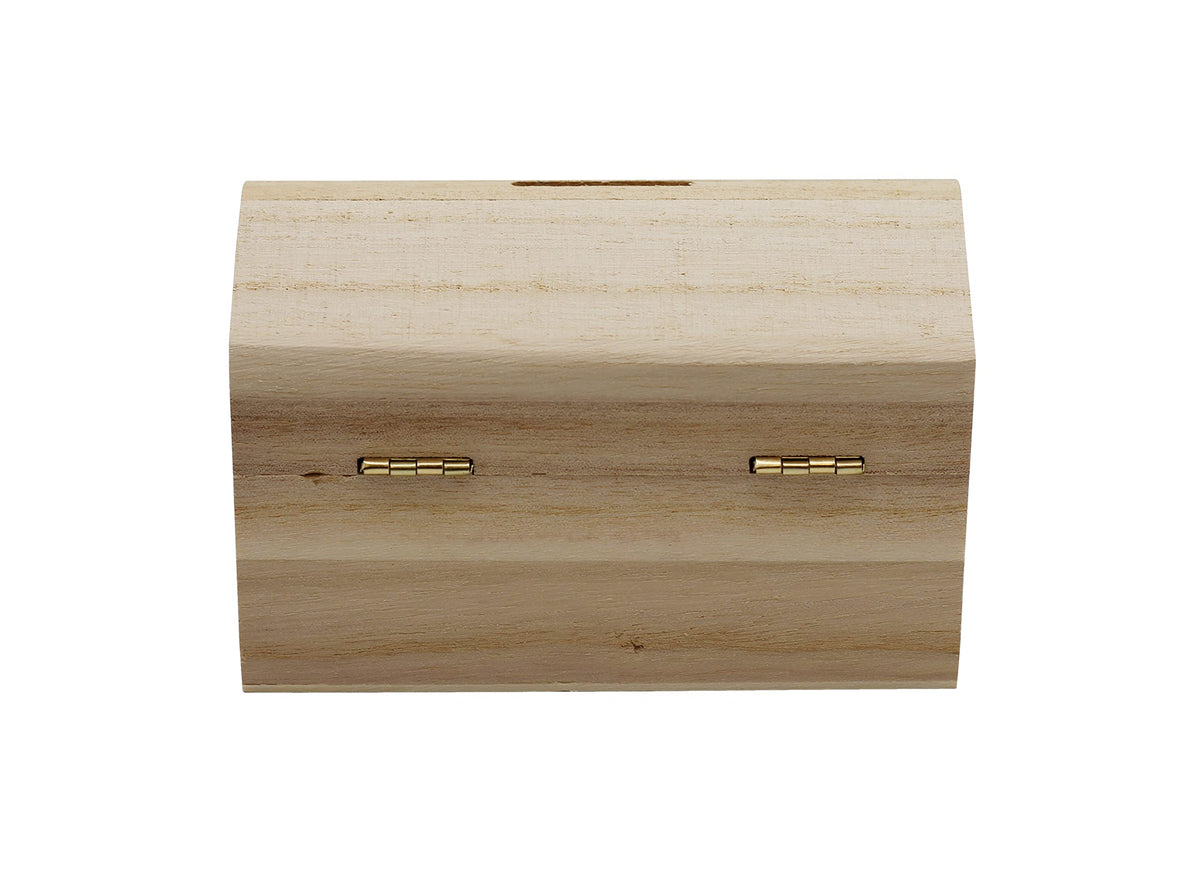 Creative Hobbies Pack of 6 Ready to Decorate Wood Treasure Chest Box Savings Bank with Coin Slot, Hinged Lid and Lockable Front Clasp, DIY Craft