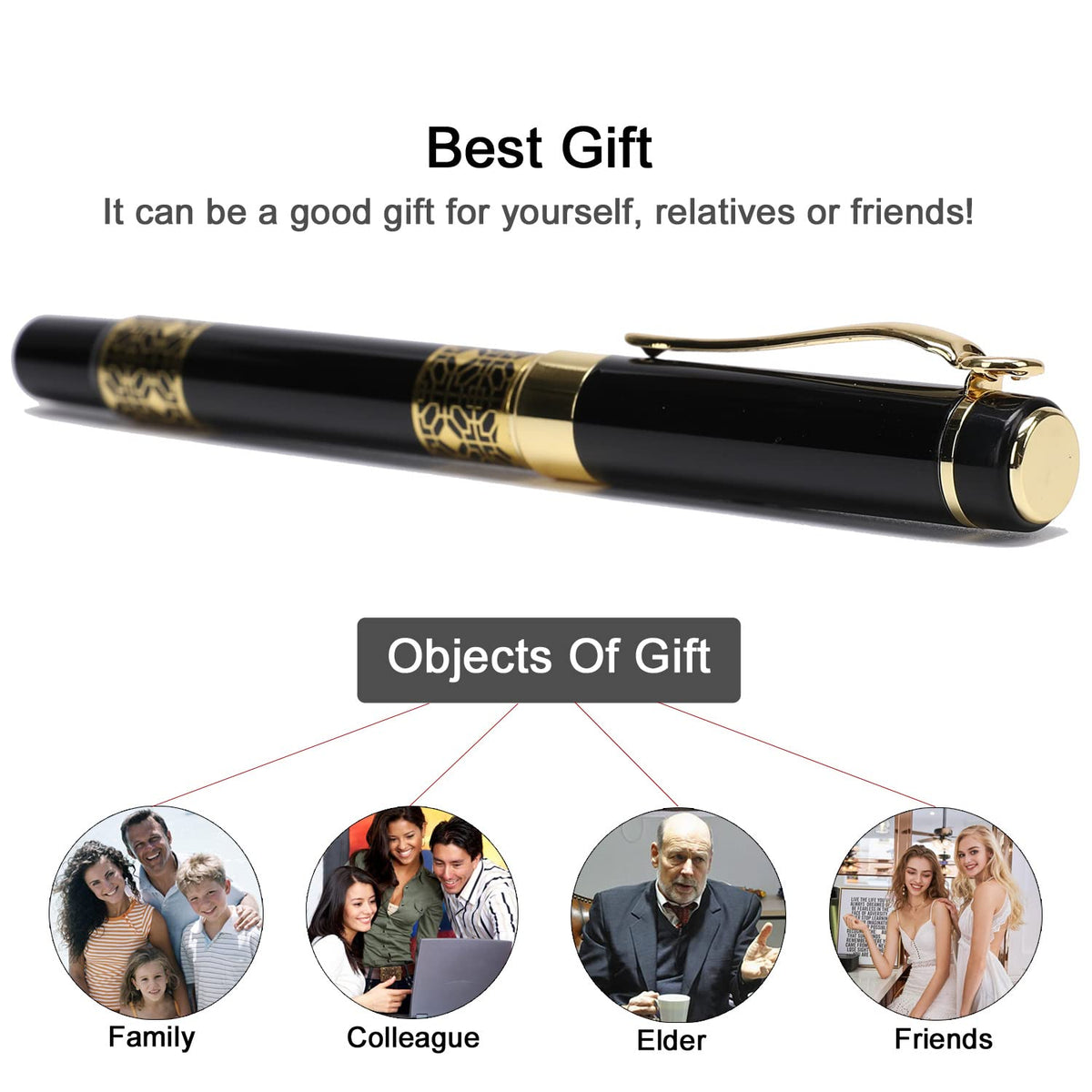 YIVONKA Ballpoint Pen Black Refill,business pens,Luxury Pen,Best Ball Pen Gift Set for Men & Women Professional Executive,Office,Nice Pens Classy Gift Box (Black)