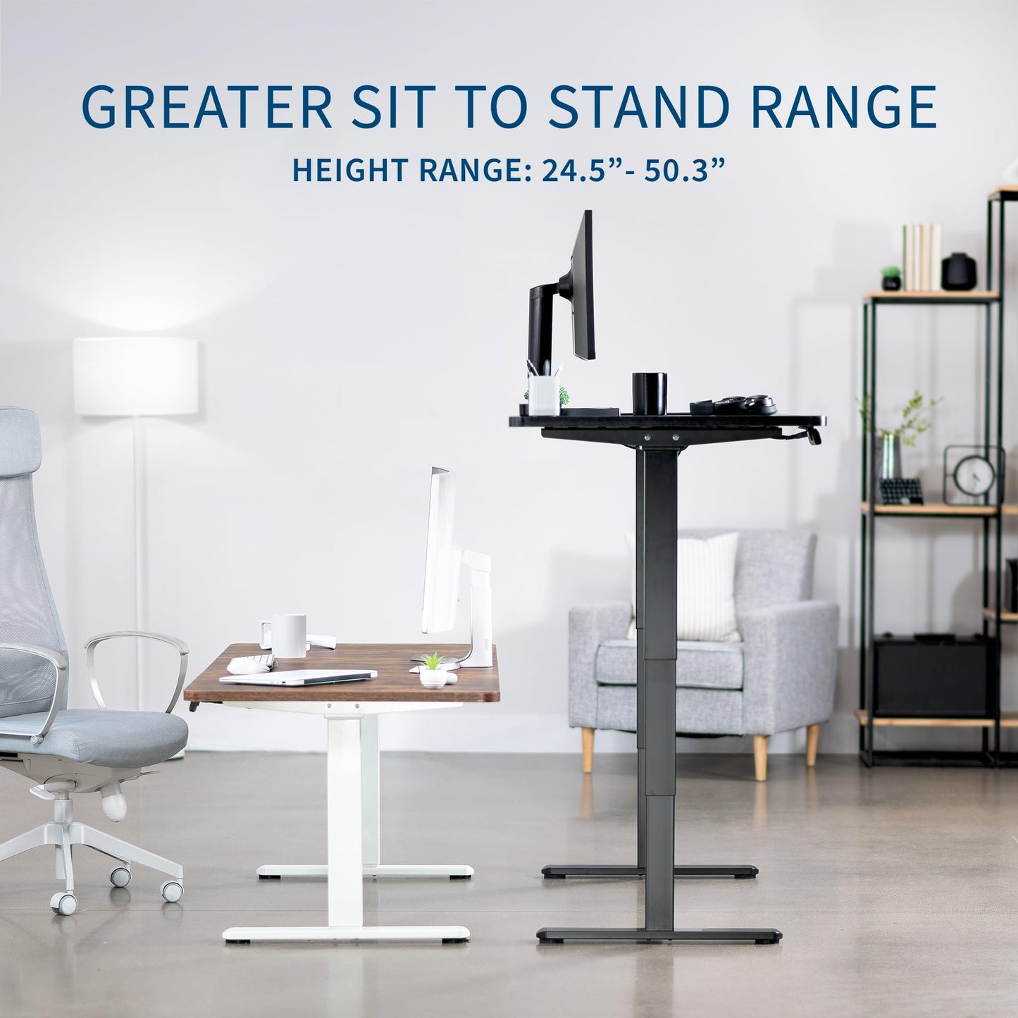 VIVO Electric 55 x 28 in Dual Motor Sit Stand Desk, Memory Height Adjustment, 2B Series, Dark Walnut Top Black Frame, DESK-KIT-2B55D