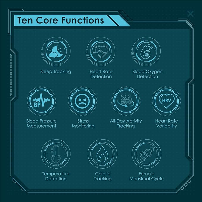 Smart Ring Health Monitoring 5ATM Waterproof Fitness Tracker with Glossy Titanium Surface Blood Oxygen/Sleep/Stress Tracking Women?™s Cycle Prediction Sport Ring Compatible with iOS/Android Gold 6