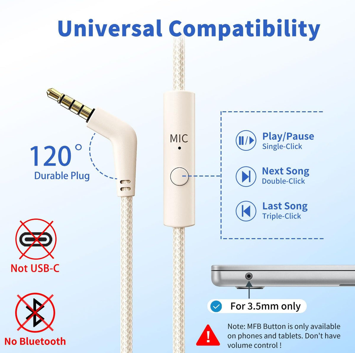 3.5mm 4.9ft MP3/4, Botesty Sound Headphones Wired with Microphone, Over Ear Foldable Plug in Headphones Corded