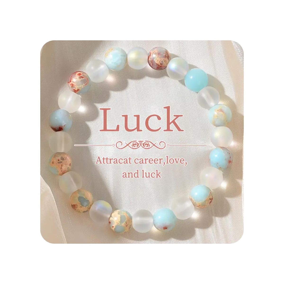 TUQBA Healing Crystal for Women and Men Amazonite White Agate Stress Relief Natural Stone Stretch Beaded Bracelet Christmas Gift for Baptism, Birthday, Mothers days gift