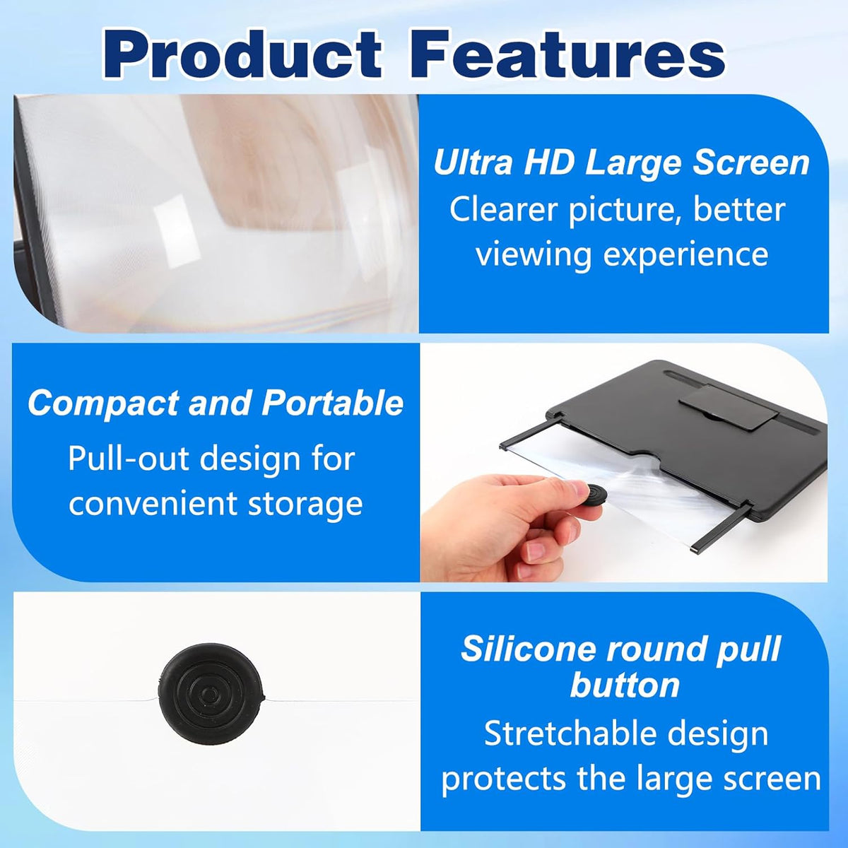 BSonata Version,3D 12inch) Screen Magnifier HD Mobile Phone Magnifier Projector Screen Enlarger for Movies, Videos