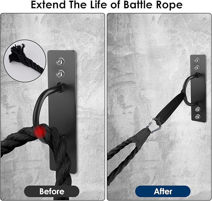 Battle Rope Hanger Anchor Strap Kit Battle Rope Storage Rack Battle Rope Fastening Hook Wall Mount Exercise Rope Organiser Home Gym or Commercial Gym