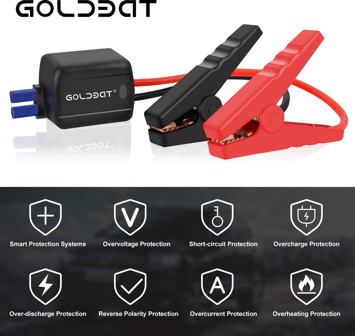 GOLDBAT 700A Peak 12V 8000mAh Car Jump Starter (Up to 4.0L Gas or 2.0L Diesel Engine) Portable Power Pack Auto Battery Booster with LED Light Gift Box Packaging (Black)