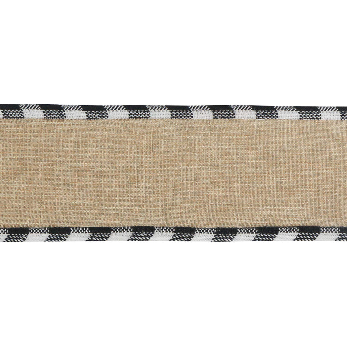 MEEDEE Burlap Christmas Ribbon Wired 2.5 Inch Plaid with Black and White Checkered Edging 10 Yards for Christmas Tree and Wreath Making