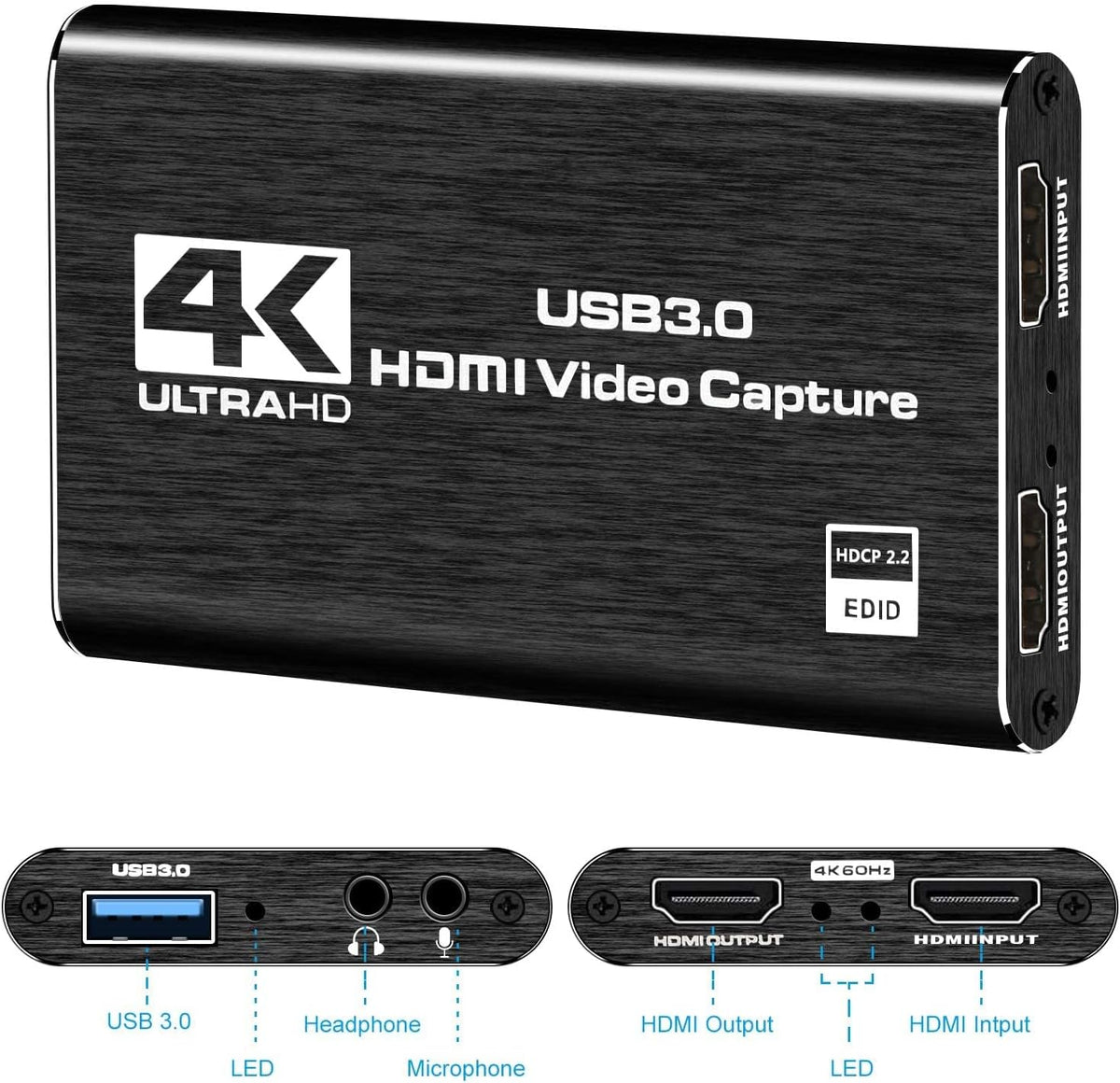 VIXLW 4K PS5,Full 1080P 60FPS 3.0 Switch/3ds/Xbox/PS4 HDMI Capture Card for Streaming,Audio Video Capture Card HD USB