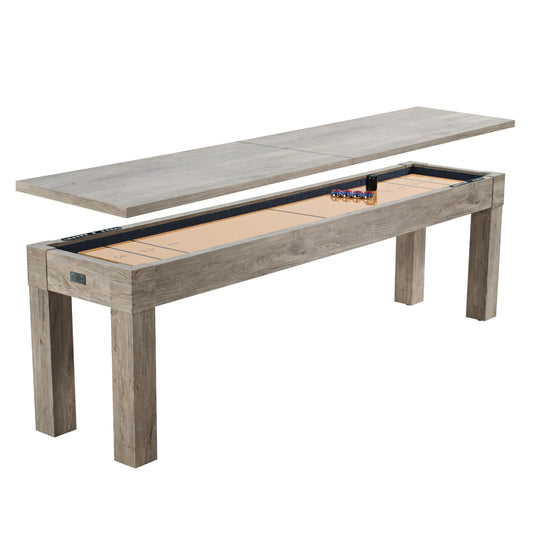 Barrington 9 ft Monteray Shuffleboard Table with Buffet Top, 2-in-1 Game Table & Furniture Style Dining Surface, UV-Coated Playfield, Climate Adjusters, Leg Levelers, 8 Pucks & Speed Powder Included