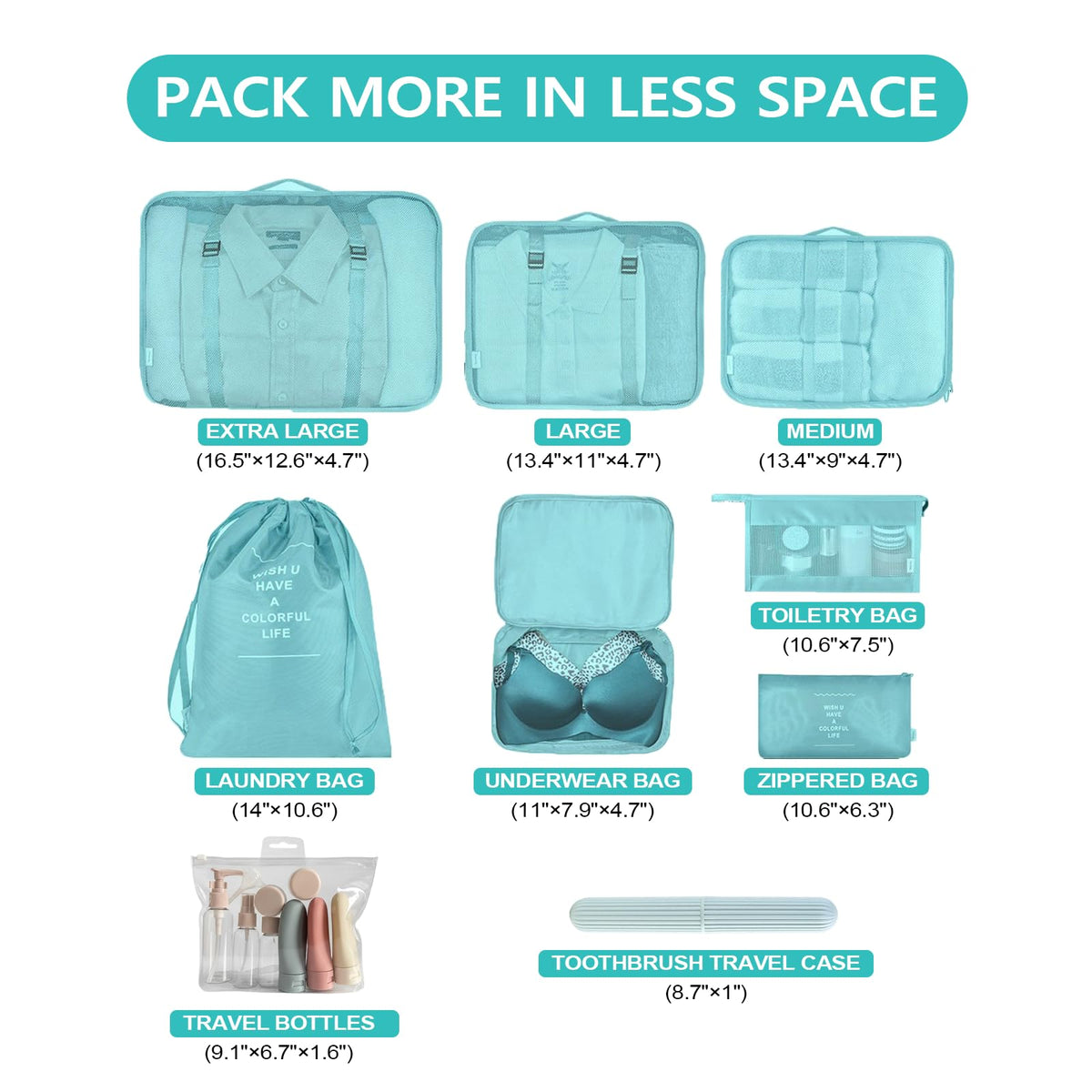 11 Set Packing Cubes for Travel,Gifts for Women Mom,Anti-Tearing Suitcase Organizer for Luggage with Shoe & Hanging Toiletry Bag, Toiletries Travel Bottles, 3 Portable Toothbrush Cases, Green