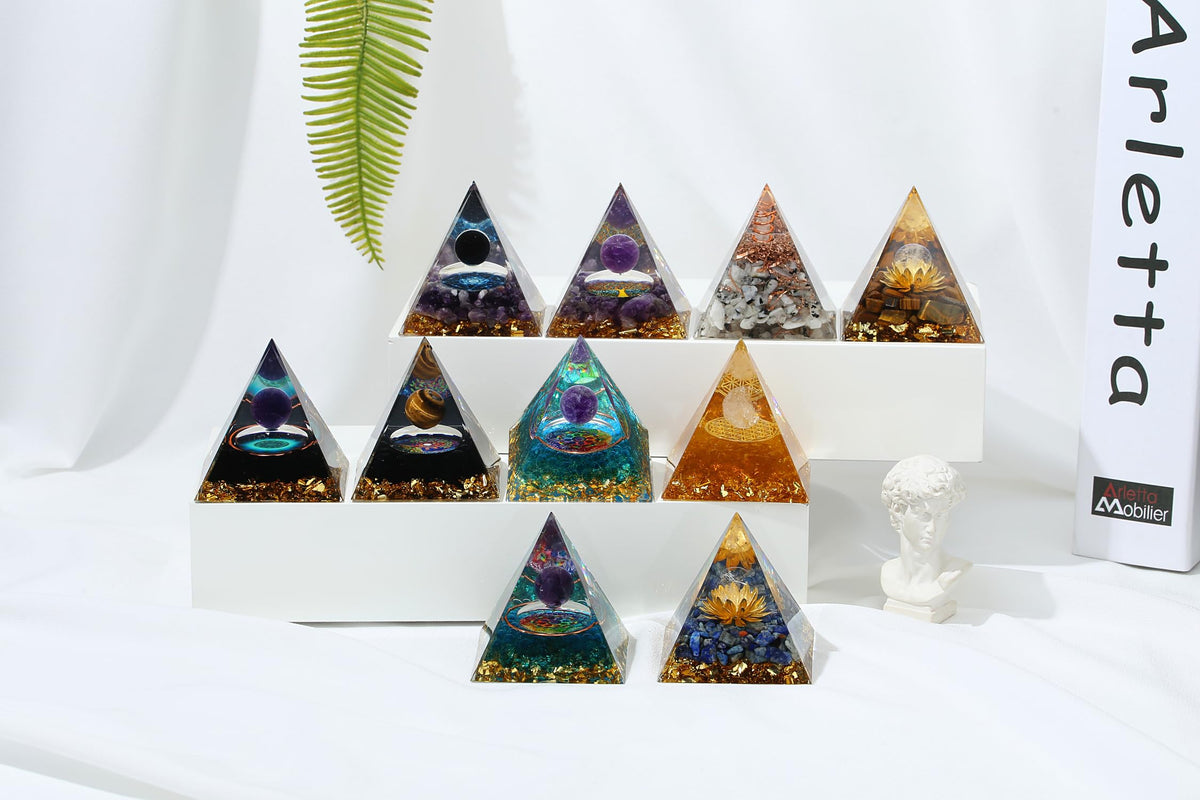 YATOJUZI 2.4" Healing Crystals Tower Obsidian Amethyst Chakra Reiki Orgonite Gemstones for Attracts Positive Energy Wisdom Success Suit for Meditation Accessories Birthday Gifts for Women Men