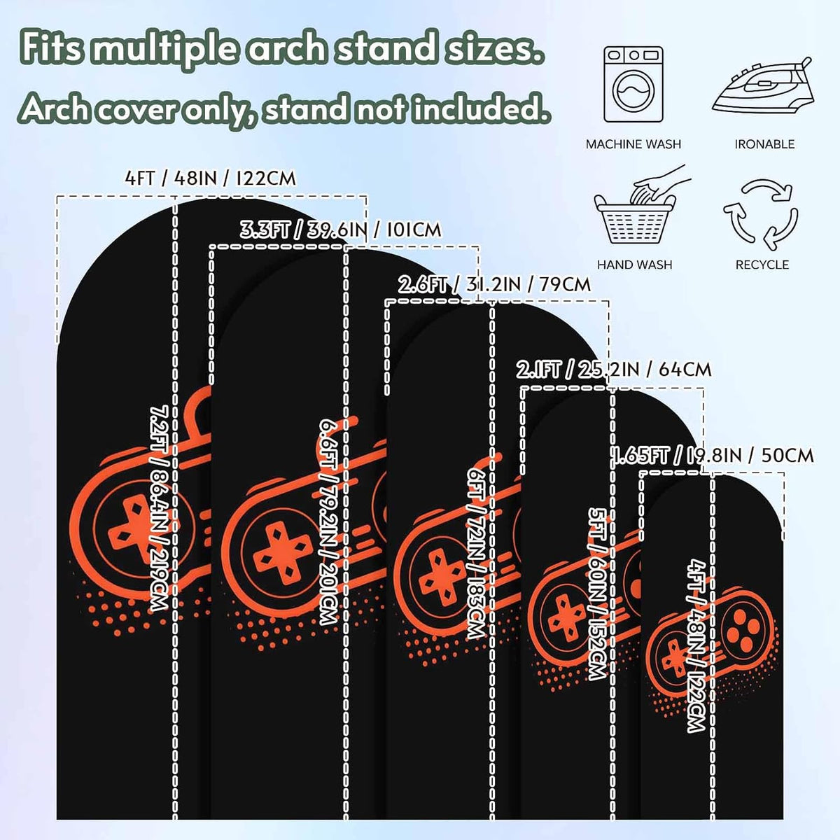 BaqwedCoSz 6.6 Game Theme Arch Backdrop Cover FT Red Game Controller Stretchy Elastic Arch Stand Covers Spandex Arched