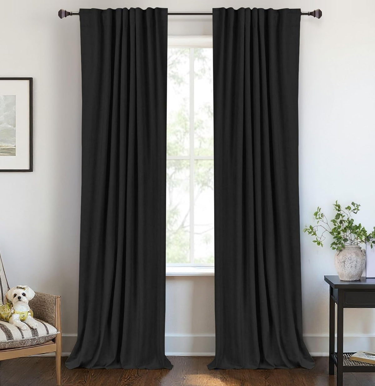Skiennix Blackout Curtains - 100% Blackout Thermal Insulated Drapes | 72" Long, 50" W, Black, 2 Panels Set