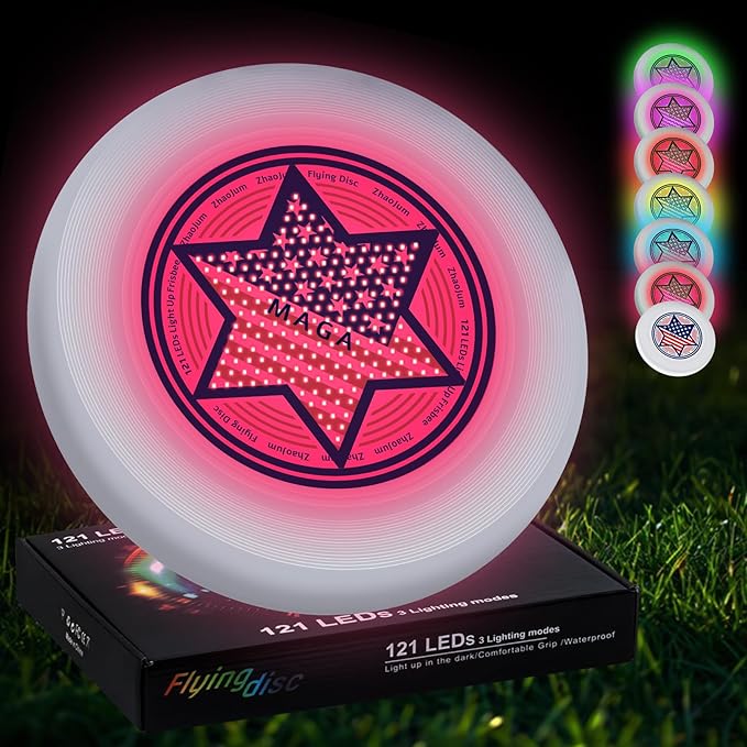 49LEDs Flying Disc with 16 Million Color RGB, 3 Modes+Rechargeable+Waterproof+175g, Cool Sports and Outdoors for Parks/Camping/Beach/Backyards,Easter & Birthday Gifts for Teens/Kids/Adults