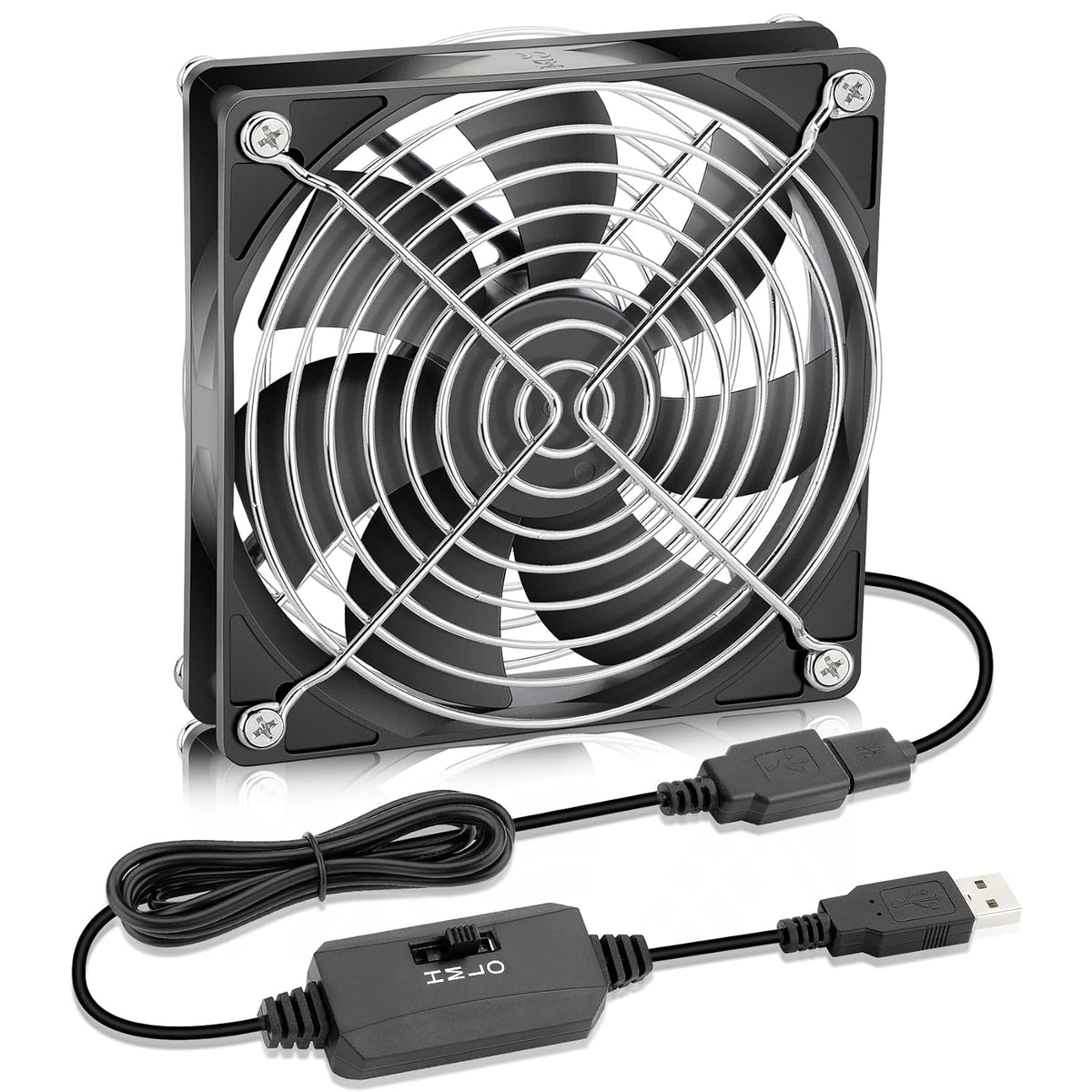 120mm 25mm 5V 3 x DC Brushless USB PC Case DVR CPU Cooling Fan with Speed Controller for WiFi Modem Cabinet Xbox DVR
