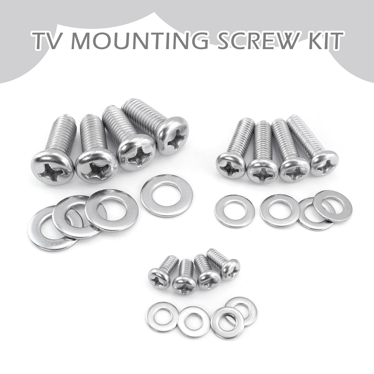 Quacc 24 M4 M6 M8 Universal TV Mounting Hardware Kit PCS Stainless Steel Screws Washers for VESA Wall Mount TV