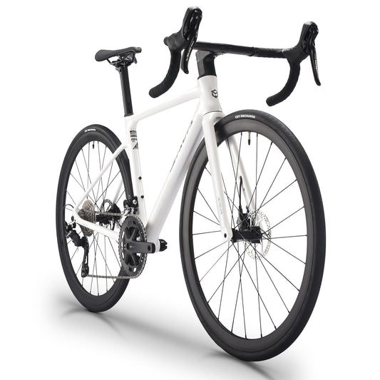 SAVADECK Carbon Fiber Lightweight Road Bike – Full Carbon Frame, Fork, Handlebar & Seatpost, Hydraulic Disc Brake with Shimano 105 R7100 24-Speed Drivetrain – Racing Bicycle for Adults(White,52cm)