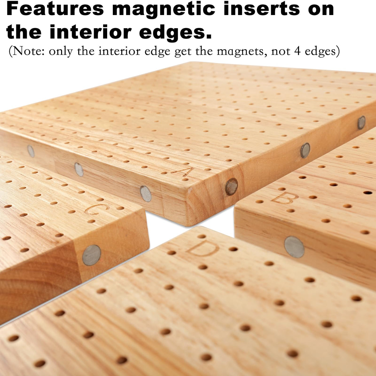 Svartur 4 Pcs (Total 17") Expandable Crochet Blocking Board with Magnetic Interior Edges, 40 Pegs, Large Blocking Boards for Crochet Projects with Pegs, Granny Square Blocking Mat Board