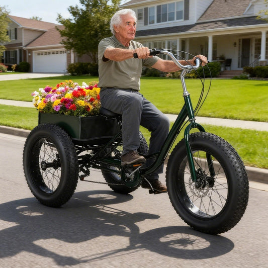 Tacarlha Tricycle for Adults, 20 Inch Fat Tire Trike for Adults, 7-Speed Adult Tricycle 20x4 Fat Tire Trike with Dual Disc Brakes & Rear Basket, 450lbs Capacity Cruiser 3 Wheel Bikes