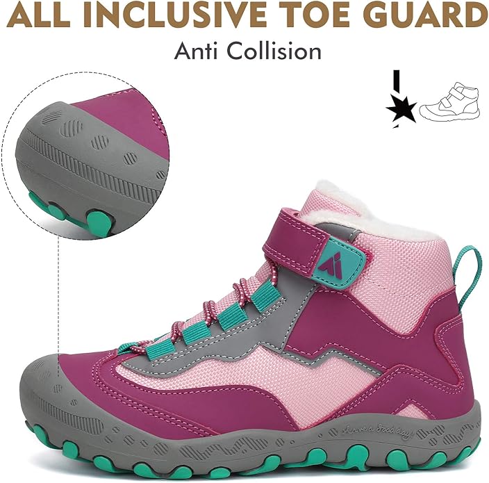 Mishansha Kids Hiking Boots Toddler Girls Boys Hiking Shoes Water-Resistant Anti-Collision Non-Slip Athletic Outdoor Trekking Boots