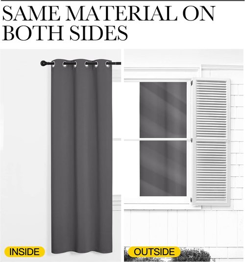NICETOWN Grey Blackout Curtain Panels - Thermal Insulated Grommet Drapes for Bedrooms | 2 Panels, W42 x L68-inch