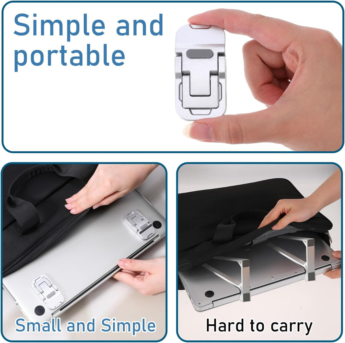 Bewudy 2 Pcs Portable Keyboard Riser With Dual Tilt Angle Adjustment, Foldable Laptop Stand, Mini Computer Stand
