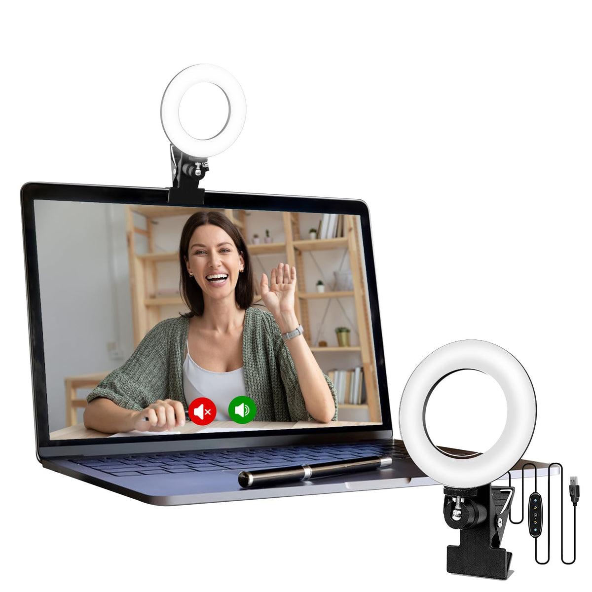 Cyezcor Video Conference Lighting Kit, Ring Light for Monitor Clip On,for Remote Working, Distance Learning,Zoom Call, Self Broadcasting and Live Streaming, Computer Laptop Video Conferencing