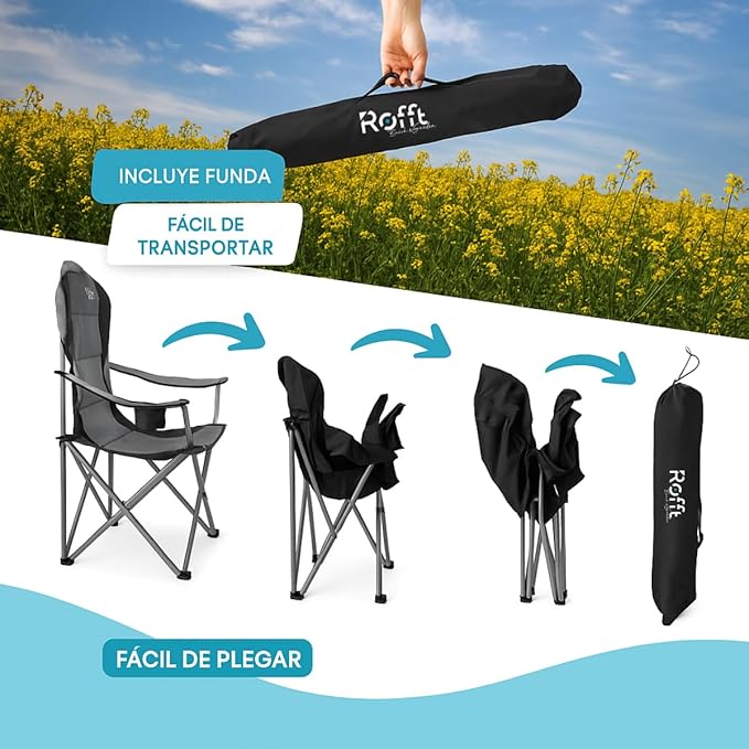 Camping Folding Chairs | Heavy Duty | Supports 250 LBS | Steel Frame | Collapsible with Cup Holder | High Back | 21" D x 36" W x 42" H