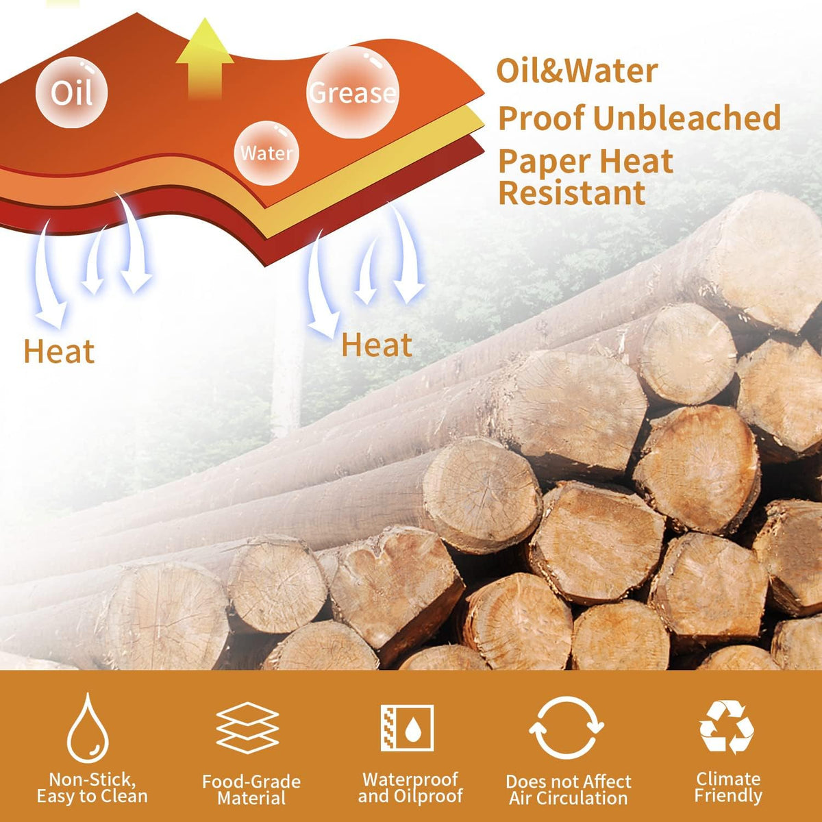 Skiennix Air Fryer Disposable Paper Liners - 100PCS Food Grade Parchment for Ninja DZ201 | 9" x 6" Natural