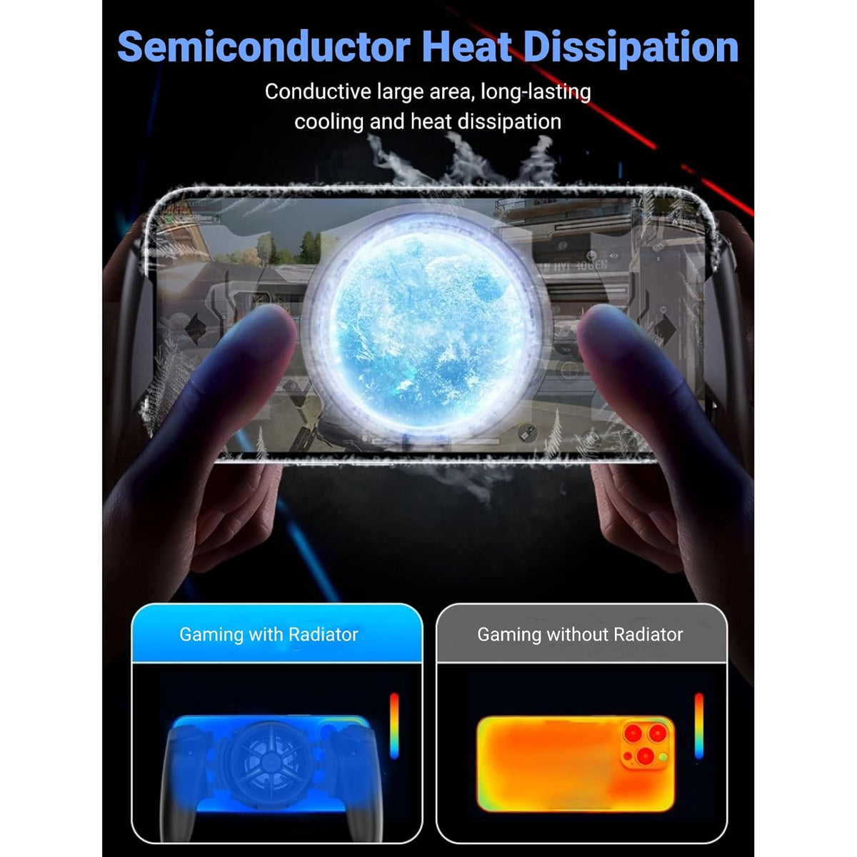 ciciglow Phone Game Grip, Semiconductor, Adjustable Mobile Controller Handle Holder with Colorful Light Effect, Fan