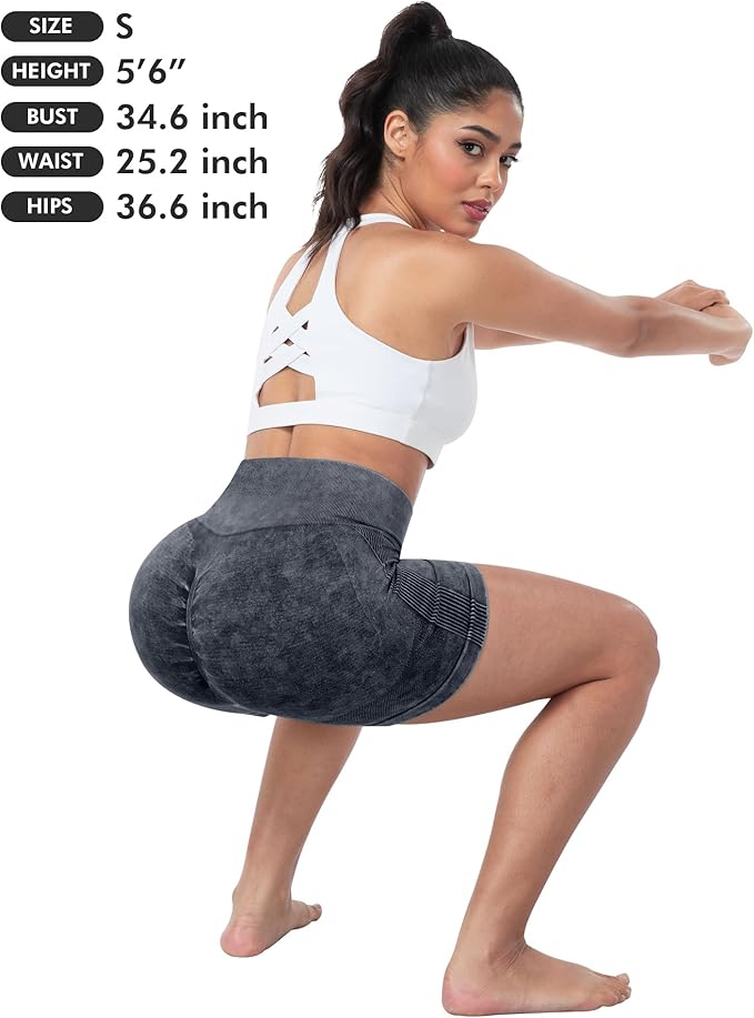CHRLEISURE Women's 4 Packs Workout Gym Shorts, High Waisted Butt Lifting Scrunch Butt Seamless Booty Shorts