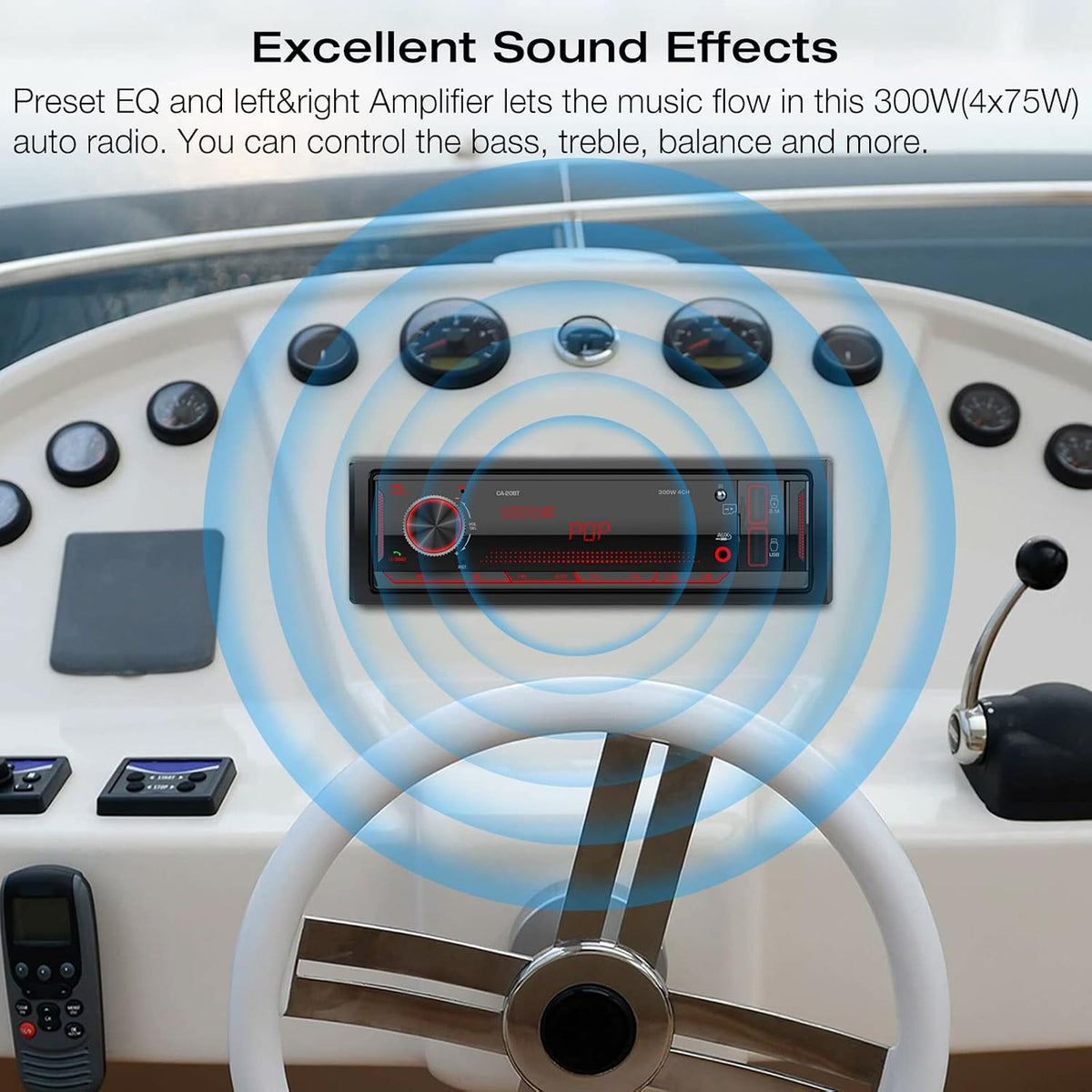 DOVOX USB/SD/AUX/MP3 2.1A Single Din Stereo Marine Radio: Bluetooth Car Audio Receivers with Digital LCD Display | FM