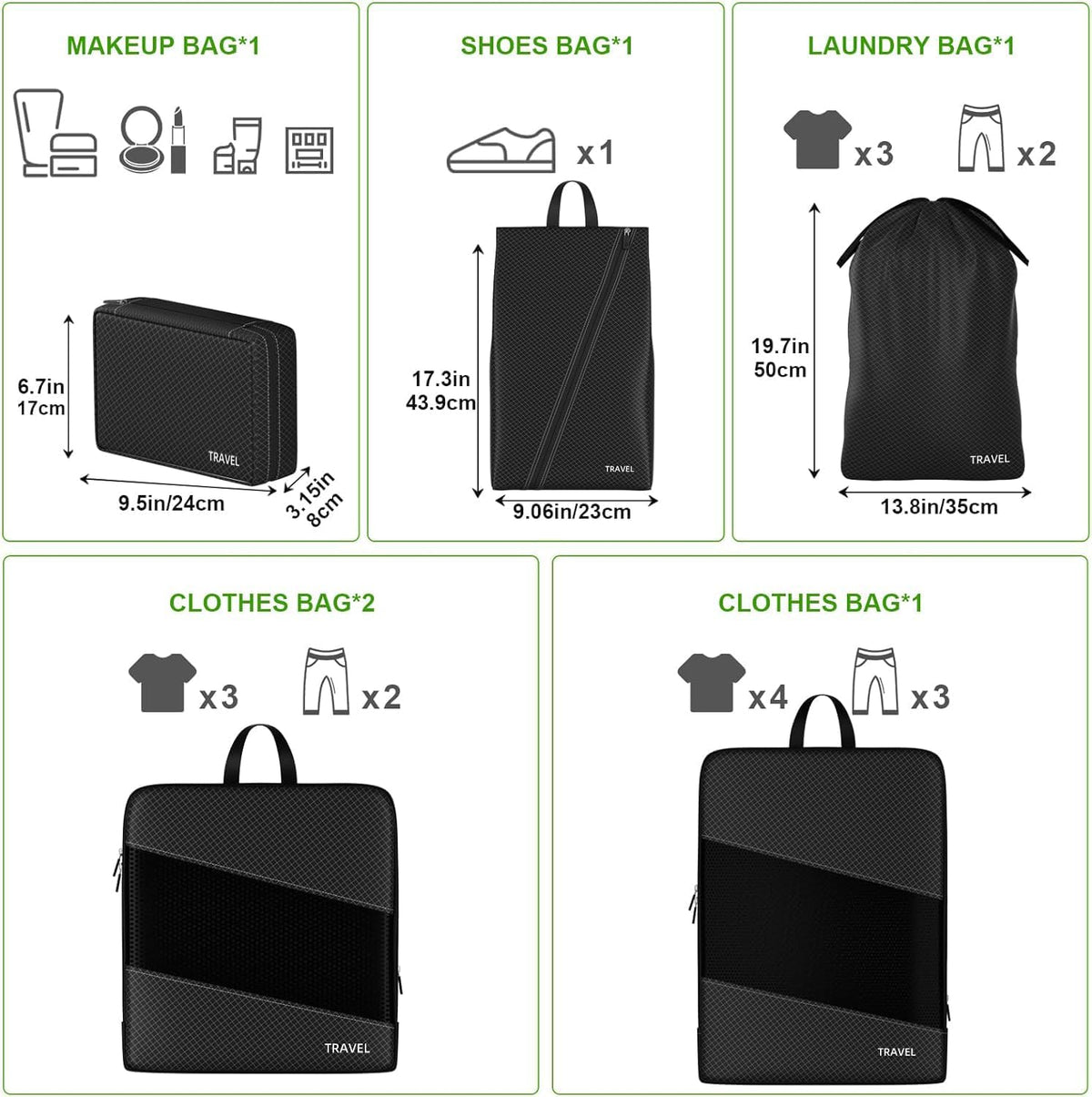 Compression Packing Cubes for Suitcases, UNTIFUL 6 Set Travel Organizer Cubes for Travel Essentials