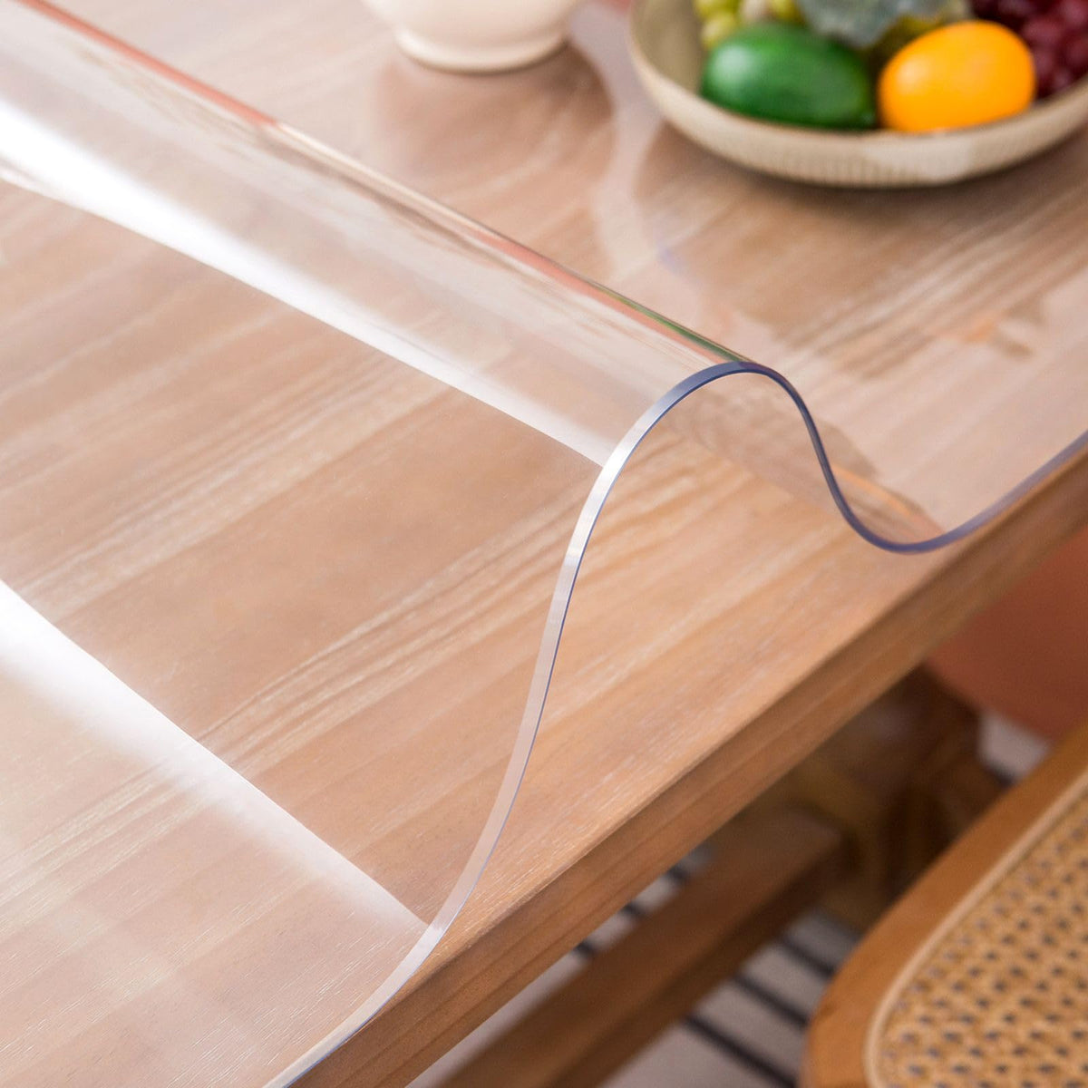 Whirltique Round Clear Table Protector, 70" Round, 1.5mm Thick, Clear Vinyl Table Cover, Scratch Resistant, Dining Room Table Cover