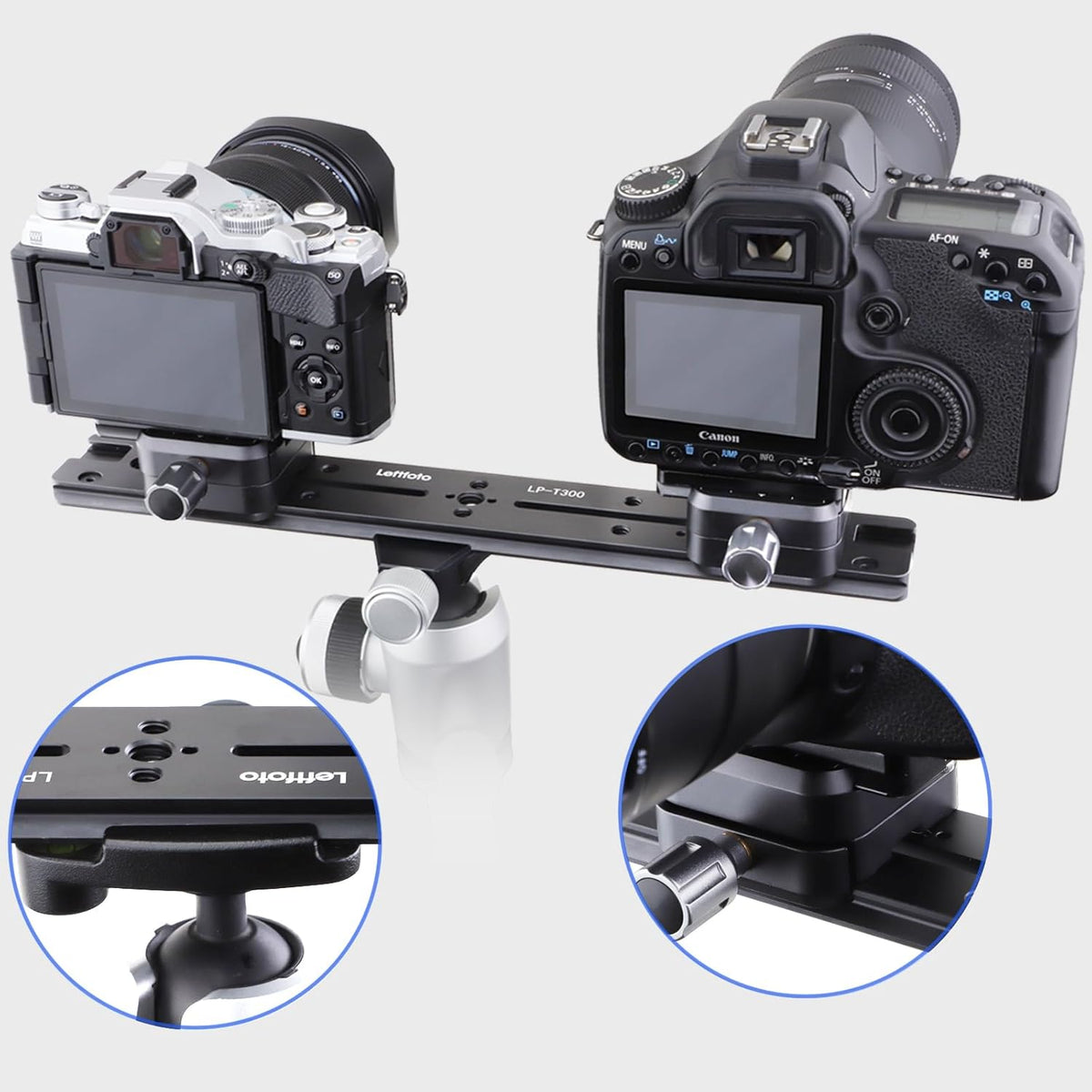 Leftfoto 300mm 1/4" 3/8" Dovetail Slide Rail,Arca Swiss Type Quick Release Plate with Locating Hole for ARRI,with More